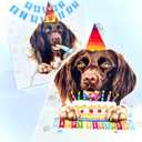 3D Pop-Up German Longhaired Pointer Birthday Card - Cute GLP Dog with Cake Celebration, Whimsical Happy Birthday Greeting for Dog Lovers