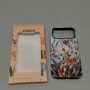 for iPhone 17 Pro Max Case Cute - Wireless Charging Compatible - Dual-Layer Hard Shell + Silicone Cover - Aesthetic Protective Phone Case for Women - Marble Pressed Flowers