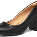 mysoft Women's Pumps Low Chunky Block Heel Round Toe Comfortable Dress Shoes (7.5)