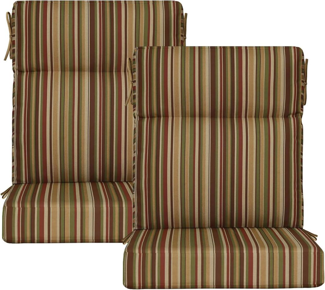Outdoor High Back Chair Cushion, 2 Pack 44x21 inches Patio Chair Cushions Water Repellent Rocking Cushions Indoor Furniture Seat Pad, Colorful Stripe