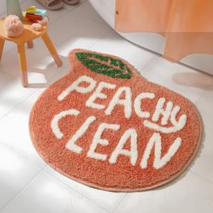 Peach Peach Bath Mat Peachy Fruit Bathroom Rugs for Living Room and Bedroom, Non Slip Washable Rug Orange Bathroom Decor (1'10" x 2'1", Peach)