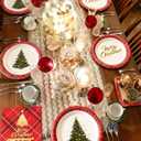 72 Pcs Christmas Plates Disposable Party Set Red Black Plaid Christmas Tree Holiday Paper Plates and Napkins for Chirstmas Party Table Decorations