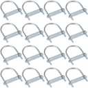 Therwen 16 Sets Round U Bolts Zinc Plated Steel Round Bend U Clamp with Nut Plate Washer (M6 x 50 mm X 80 mm)
