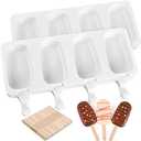 WMKGG Popsicle Silicone Molds Set, 2 PCS Ice Cream Molds with 50 Wooden Sticks for Cake Pop, Ice Pop, Cakesicles, (Standard Size/White) …