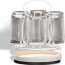 360 Rotating Coffee Mug Rack with 6 Hooks & Removable Drip Tray, Space-Saving Kitchen Counter Organizer for Clean, Easy Access to Cups and Mugs (White)