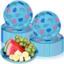Zhehao 50 Pcs Birthday Party Plates 7 Inch Blue Cartoon Theme Disposable Paper Plates Tropical Hawaii Party Decorations for Summer Holiday