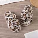 Enteer Women's Slipper Memory Foam Cross Band Fuzzy Slippers Open Toe Cozy House Slippers Cozy Plush Bedroom Indoor Outdoor