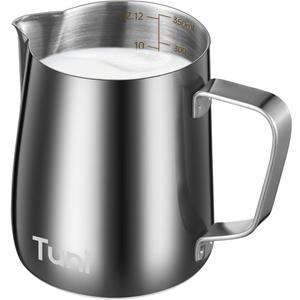 Tuni Milk Frothing Pitcher - 12oz/350ml Stainless Steel Milk Jug Steaming Cup, Milk Coffee Cappuccino Latte Art Steam Creamer Pitchers Milk Frother Pitcher