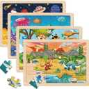 Puzzles for Kids Ages 4-6, 4 Packs 24 Piece Wooden Jigsaw Puzzles for Toddlers 5-8 Preschool Educational Puzzles Boards Toys Gifts for 4 5 6 7 8 Boys Girls