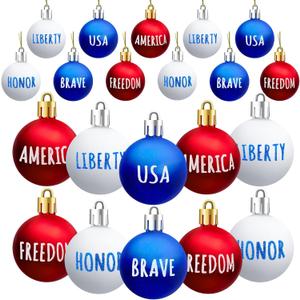 JULMELON 36Pcs 4th of July Patriotic Hanging Ball Ornaments Memorial Day Independence Day Labor Day Hanging Decorations for Home Party Christmas Tree Decor