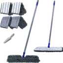 Microfiber Mops for Floor Cleaning, Masthome Dust Mop with 4 Washable Pads, 2-SidedMicrofiber Flip Mop for Wet & Dry Use, Flat Floor Mops for Hardwood, Laminate, Vinyl, Kitchen, Tile -1 Scraper