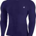 Runhit Long Sleeve Compression Shirts for Men, UPF 50+ Men's Compression Shirts, Running Athletic Workout Base Layer (XX-Large, Purple)