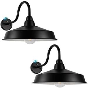 Diyel Dusk to Dawn Barn Light Outdoor, 16 Inch Dome Large Farmhouse Exterior Light Fixture Wall Mount, Industrial Outdoor Wall Sconce Outside for House, Shop, Porch, Garage, Black, 2 Pack - Amazon.com