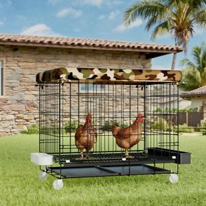 STILLCOVE Small Chicken Cage Outside: Wire Small Animal Cage with Wheels & Waterproof Cover for Guinea Pig Rabbit Bunny Ferret Hamster Dog Cat Duck Bird
