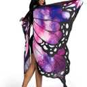 Spooktacular Creations 3pcs Adult Halloween Violet Butterfly Wing, Women Halloween Costumes Accessories, Shawl Wing with Lace Mask and Black Headband (Purple)