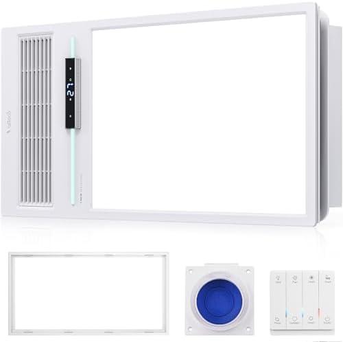 VallisCo Bathroom Fan with Light and 1800W Heater, 160 CFM Ventilation, Remote Control,Quiet Exhaust, 4-in-1 Design for Heating, Lighting, Ventilation & Air Circulation for Comfort in Any Season - Amazon.com