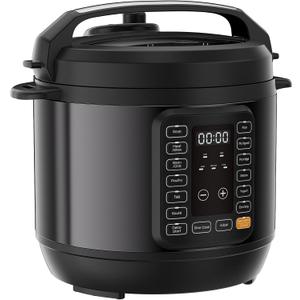 Sweetcrispy 16-in-1 Electric Pressure Cooker 6QT, 12-Preset Multi Cookers with Ceramic Pot, Slow Cook Rice Steamer Saut Soup Yogurt Maker and More, Recipe Book