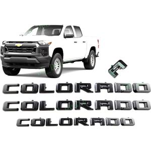 Overlay New Emblem 3D Letter Side Door Rear Tailgate Badge Nameplate Compatible with 2023-2024 Colorado Set (Matte Black)