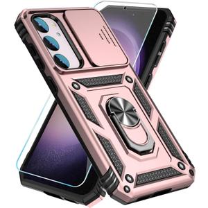 SunStory Phone Case for Samsung Galaxy S23 Plus Case with HD Screen Protector & Kickstand & Slide Camera Cover, [ Military-Grade ] Phone Case for Galaxy S23 Plus 6.6", Rosegold