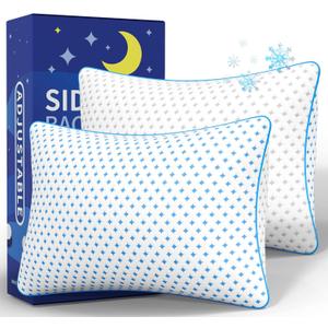 Pillows Queen Size Set of 2 for Sleeping, Cooling Adjustable Memory Foam Pillows, Dual Fill Design Helps Maintain Shape, Breathable Washable Cover
