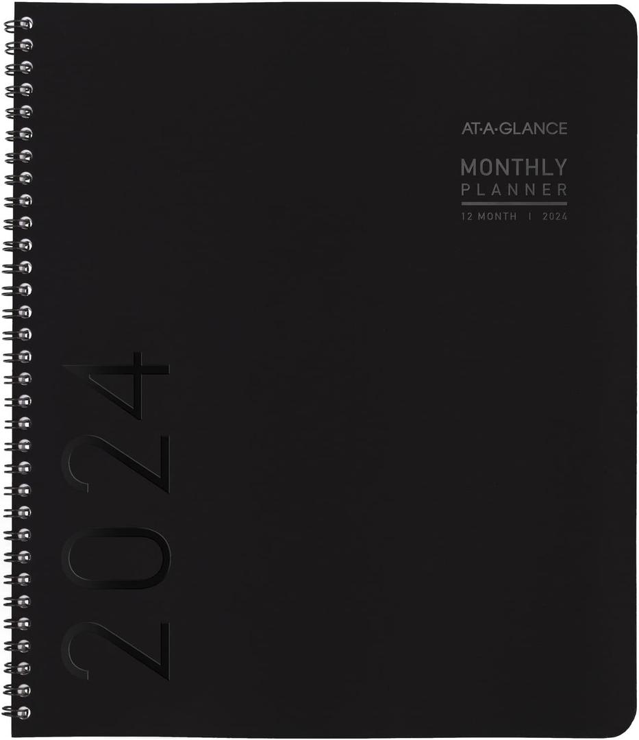 AT-A-GLANCE 2024 Monthly Diary 9" x 11" Large, Contemporary Lite, Black (7026XL0524)