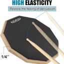 GLEAM Drum Practice Pad with Iron Drum Stand Set, 12-Inch Silent Practice Pad Kit with Drum Sticks, Drumstick Holder, Suitable for Beginners, Double Sided Black