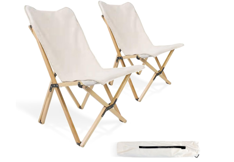 Bathonly 2 Pack Outdoor Folding Camping Chair, Beach Chair with Backpocket and Carry Bag, Portable Butterfly Reclining Chair for Camping, Picnic, Beach, Patio