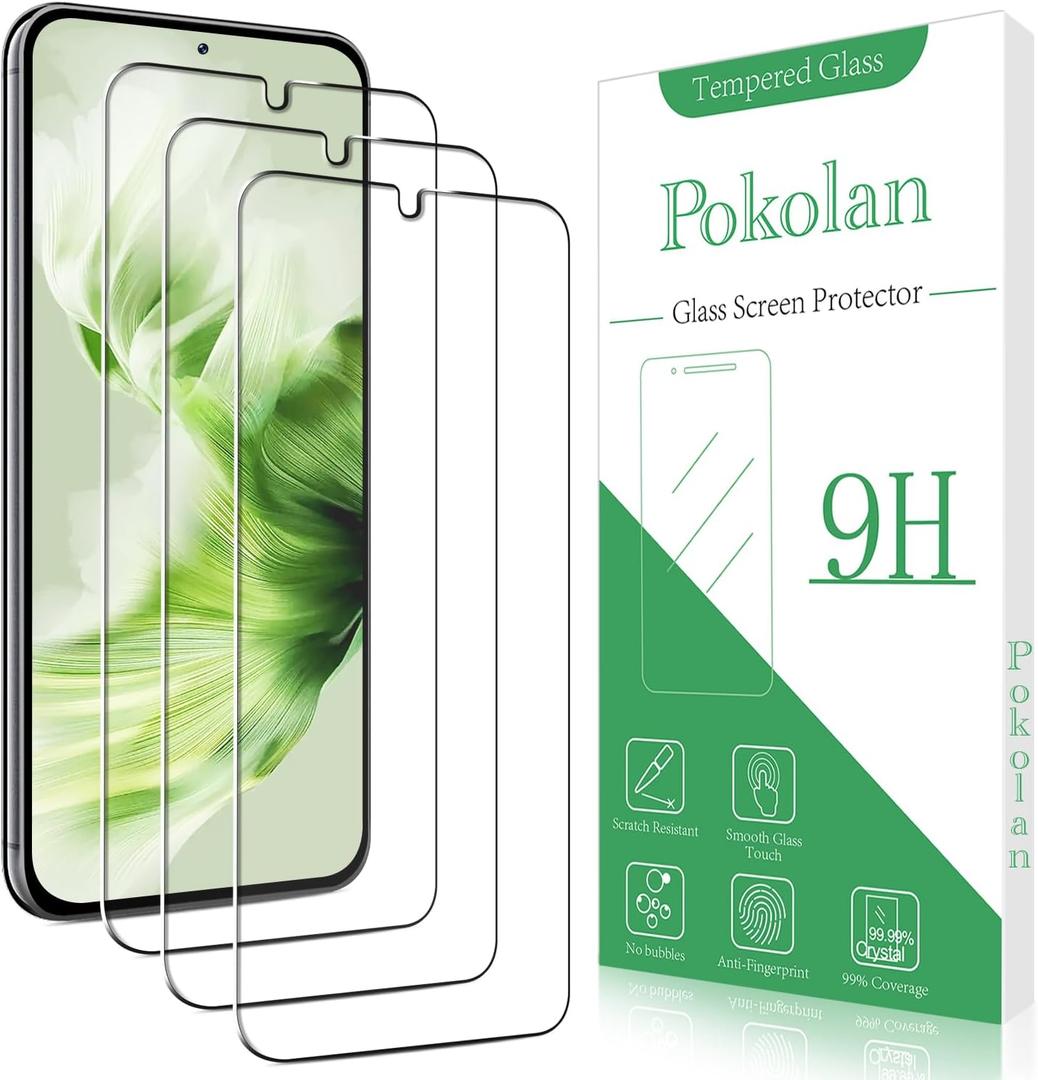 Pokolan 3 Pack Screen Protector for Samsung Galaxy S25 Plus 6.7 Inch, 9H Tempered Glass, Ultrasonic Fingerprint Unlock, Case Friendly Tempered Glass Screen Protector for Samsung Galaxy S25 Plus (Clear)
