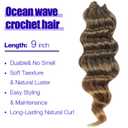 Brown Blonde Ombre Ocean Wave Crochet Hair 9 Inch Curly Braiding Ocean Wave Hair 7 Packs Deep Wave Short Wavy Crochet Braids Synthetic Hair Extensions for Women