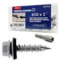 #10 x 1 Hex Head Sheet Metal Roof Screws, Rustpert Coating Metal to Wood siding Screws, 30 Pieces (30 Pcs, Silver)