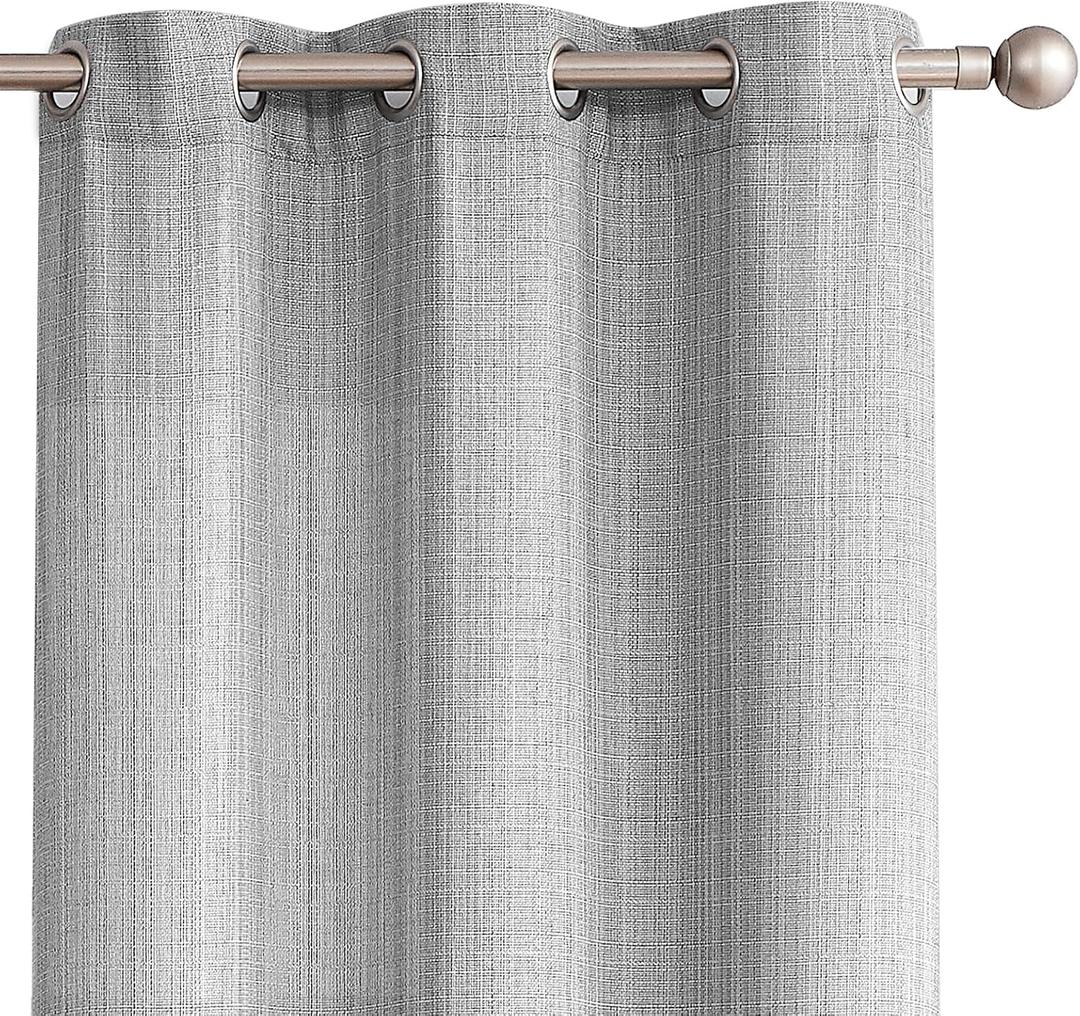 COLLACT Grey Curtains Linen Textured Curtains 84 Inch Length 2 Panels for Living Room Casual Weave Light Filtering Semi Sheer Drapes Grommet Top Window Treatments, W38 x L84, Heathered Grey