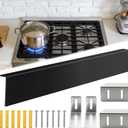 304 Stainless Steel Universal Stove Gap Filler Panel - 35.8“ × 3” × 1" Built-in Stove Rear Gap Filler Kit. Easy-to-install splash guard gap cover for microwave/oven/stove/cooktop.