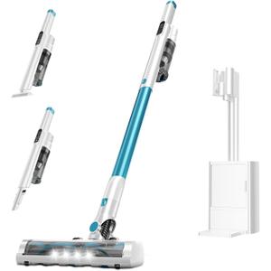 Cordless Stick Vacuum Cleaner with Auto Empty System Self-Charging Base, Powerful Suction for Pet Hair on Carpet & Hardfloor, Lightweight Anti-Tangled Handheld Vacuum, HEPA Filtration, Blue