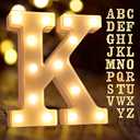 Laerjin Light Up Letters, Marquee Letters with Lights, Decorative Led Light Up Number, Light Up Number Sign for Night Light Wedding Birthday Party Christmas Home Bar - Letter Lights-K