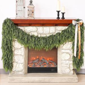 Real Touch Cedar Garland - Artificial Christmas Garlands Faux Green Cedar Fake Pine Needles Garland for Fireplace, Table, Stairs, Mantle, Window, Indoor Outdoor, Home, Holiday Decor(2 PCS,5 FT)