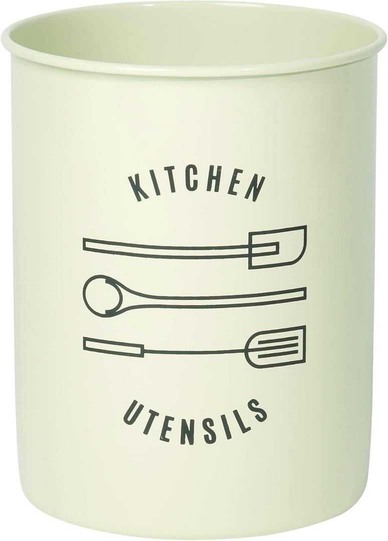 Now Designs Powder-Coated Steel Utensil Crock, Ivory, 5x6 inches