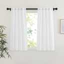 NICETOWN White Sheer Curtains 45 inches Long for Bedroom, Rod Pocket & Back Tab Linen Blend Window Treatments Semi Sheer Privacy Drapes with Light Filter for Farmhouse, W29 x L45, 2 Panels