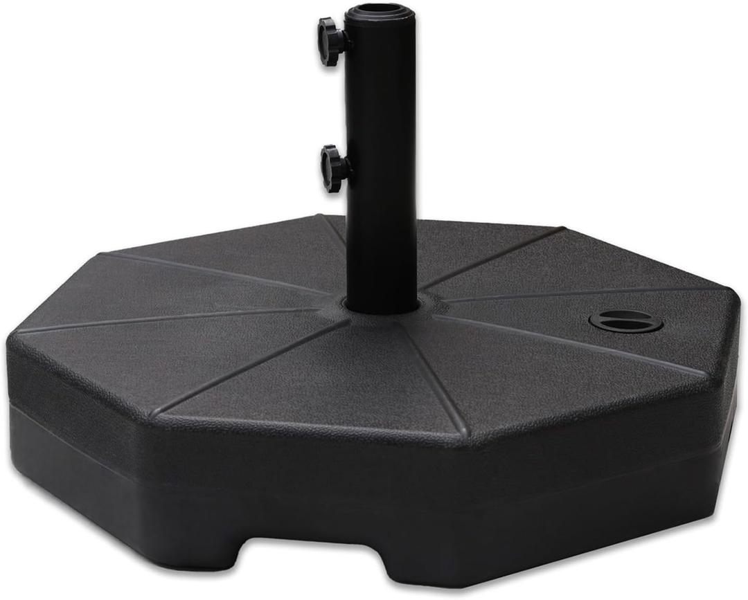 Helios&Hestia 112 lb Heavy Duty Plastic Water and Sand Fillable Outdoor Umbrella Base Stand Weight for Patio Market Table Umbrella, Black