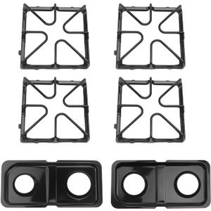 WB31K10034 WB34K10009 WB34K10010 Stove Grates and Drip Pans Replacement for Whirlpool Stove Top, GE Gas Stove Range Parts