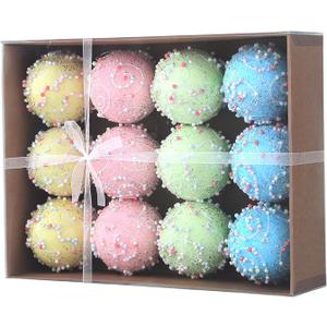 Pastel Christmas Tree Ornaments Decorations, 12 Pcs 3.1 Inch Macaron Shatterproof Foam Christmas Ball Ornaments Set, Christmas Tree Hanging Pendants Xmas Tree Decoration