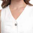 V VOCNI Womens Denim Vest V Neck Sleeveless Button Down Jean Vests Top Waistcoat Vest (White, S)