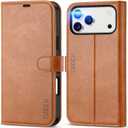 TUCCH Wallet Case for iPhone 17 Pro Max (6.9") 2025, 4 Card Holders | RFID Blocking | Stand | PU Leather | Magnetic Closure | Protective Folio Cover | Shockproof TPU Shell | Light Brown