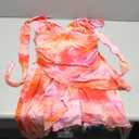BEAUDRM Women's Floral Print Sleeveless Halter Deep V Tie Mini Dress Ruched Backless Slim Fit Cami Dresses Knot Boho Dress Pink TieDye Medium