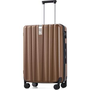 Hanke 24 Inch Luggage Suitcases With Spinner Wheels Lightweight PC Hard Shell Rolling Suitcase With Travel Lock,Checked-Medium 24-Inch Brown