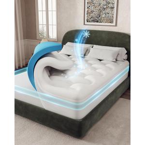 OhGeni 4 inch Dual Layer King Mattress Topper, 2 inch Gel Memory Foam, 2 inch Down Alternative Pillow Top Pad, Mattresses Cover for Bed, Medium Support, Fits 6”-19” Deep Pocket, White