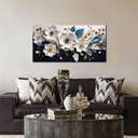 Large Canvas Wall Art for Living Room Bedroom Home Office White and Blue Floral Wall Art Botanical Picture Modern Framed Artwork Flower Canvas Prints 20x40 In