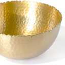 Red Co. Decorative 8.25 Inch Round Hammered Aluminum Centerpiece Bowl with Torn Rim, Gold