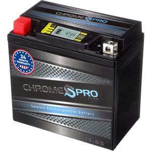 Chrome S Pro iGel YTX14-BS Maintenance-Free, 210CCA, LCD Voltage Display, 12V 16Ah Battery Replacement for ATV, Motorcycle, Jet Skis, Scooter, UTV, and More - Nut and Bolt (T3) Terminal