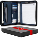 Forevermore Portfolios Portfolio Organizer  3 Ring Binder with Notepad  1.5 Inch Rings  Zippered Storage Pockets for Papers, Travel Documents, Presentation Folder, Cards, Passport, Tickets  Blue