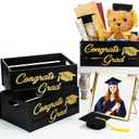 Weysat 3 Pcs Grad Basket for Graduation 2025 Congrats Grad Wooden Serving Bowl Graduation Candy Boxes Table Boxes to Collect Letters Greeting Gift Keepsake for Class of 2025 Party Decoration Supplies